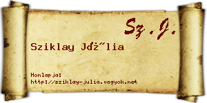Sziklay Júlia névjegykártya