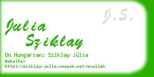 julia sziklay business card